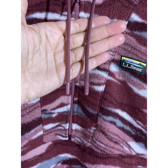 LL Bean Sweater Womens L Burgundy Aztec Western Boho Cozy Soft Fleece Hooded - Picture 7 of 11